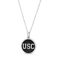 USC Trojans Oxidized Sterling Silver Round Waved Texture Necklace